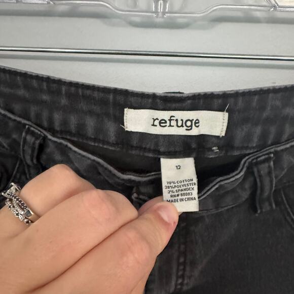 Refuge Black Jean Leggings Jeggings Women's Size 12 Faux Pockets 2% Spandex - Picture 5 of 7